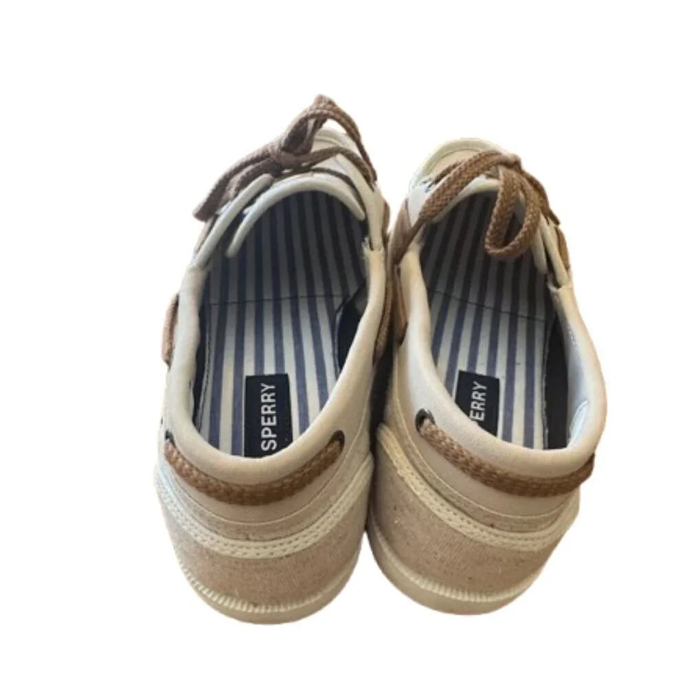 Sperry tan boat shoe original 2-eye model tan & beige canvas, Size 9 Tan New